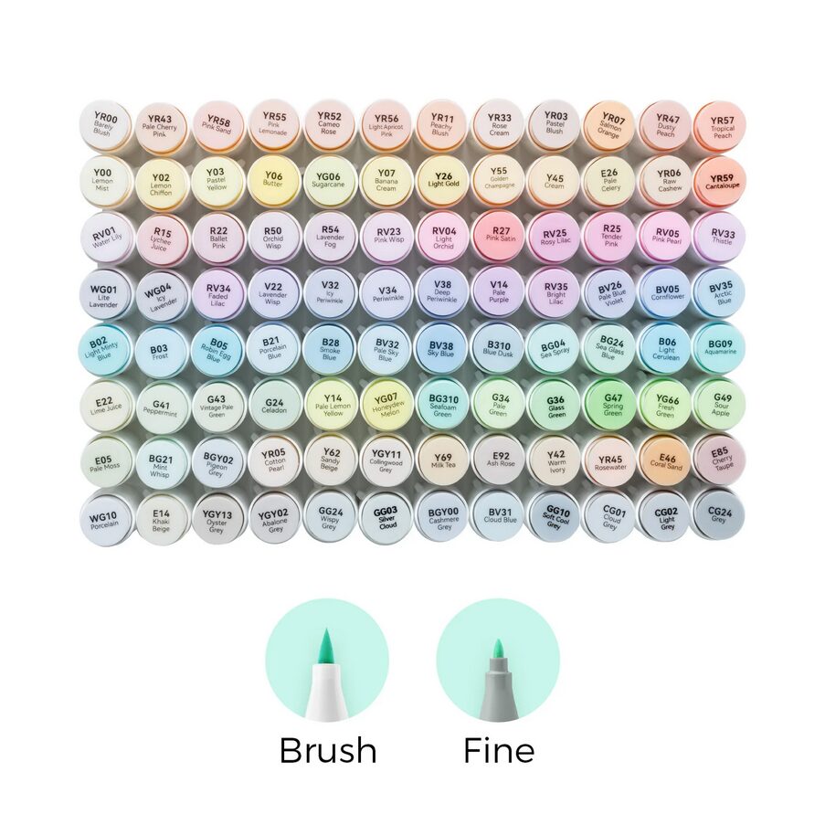 Ohuhu Honolulu 96 Pastel Colors Alcohol Art Markers