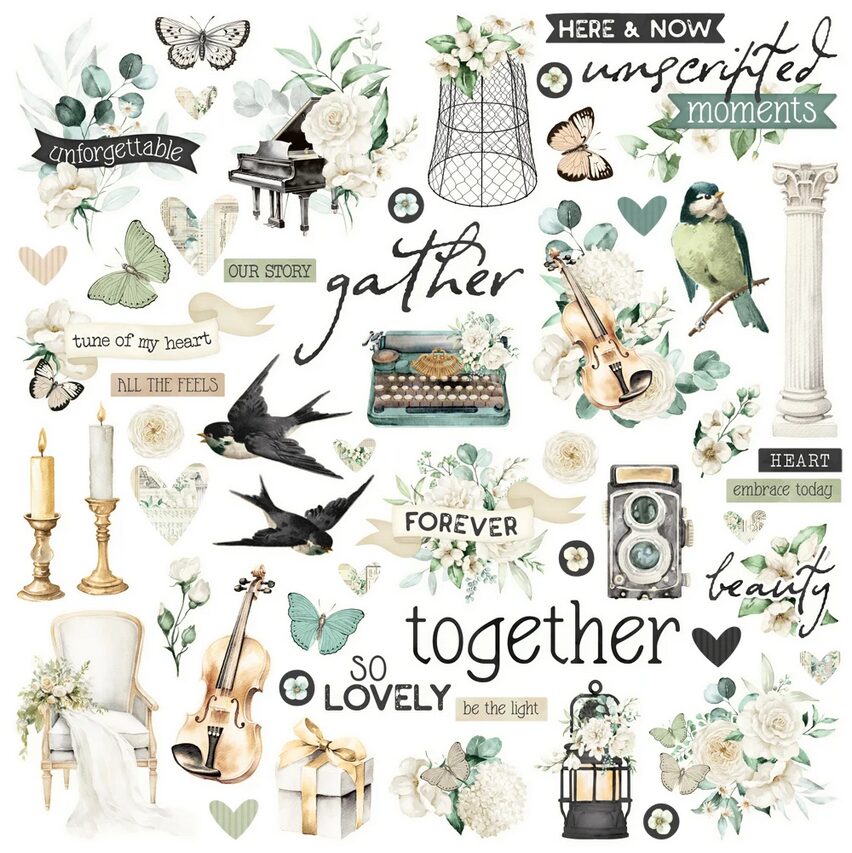 Simple Vintage Timeless Harmony Chipboard Pieces