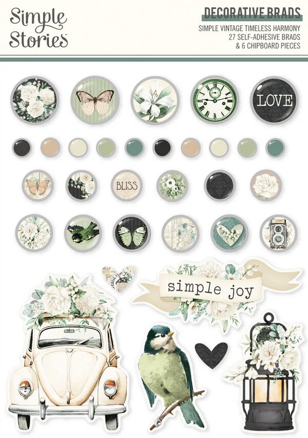 Simple Vintage Timeless Harmony Decorative Brads